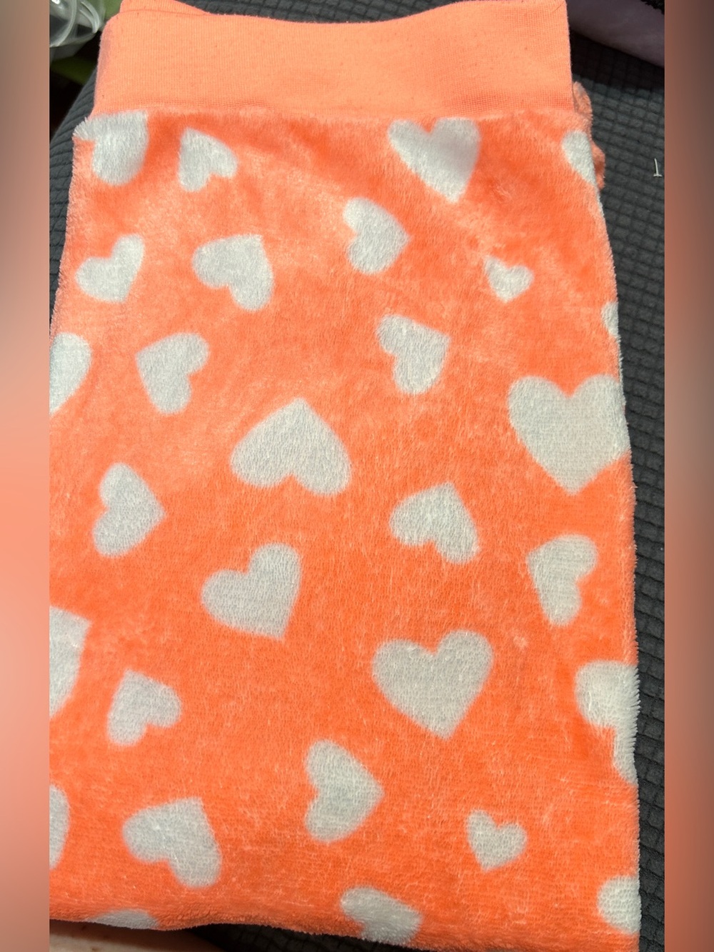 Plush Orange Heart jogger pajama pants